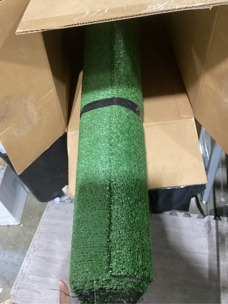 Condition photo showing Good Condition for Ottomanson Artificial Grass Turf 2'7" x 36' Indoor Outdoor Faux Grass Rug with Drainage Holes, Custo