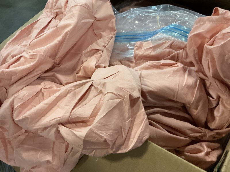 Condition photo showing As Is for Maple&Stone King Duvet Set - 3-Piece Pintuck Bed in a King Bag - King Size Duvets - Duvet Set, and Pillowcases and Covers, Pink
