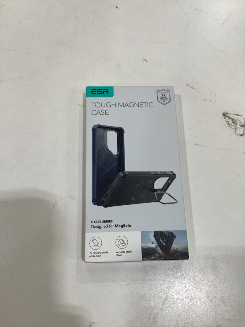 Condition photo showing New/Like New for ESR for Samsung Galaxy S26 Ultra Phone Case with Stash Stand, 7X Military-Grade Drop Protection, Shock-Absorbing Rugged Cover, Compatible with MagSafe Accessories, Cyber Series, Black S26 Ultra Black