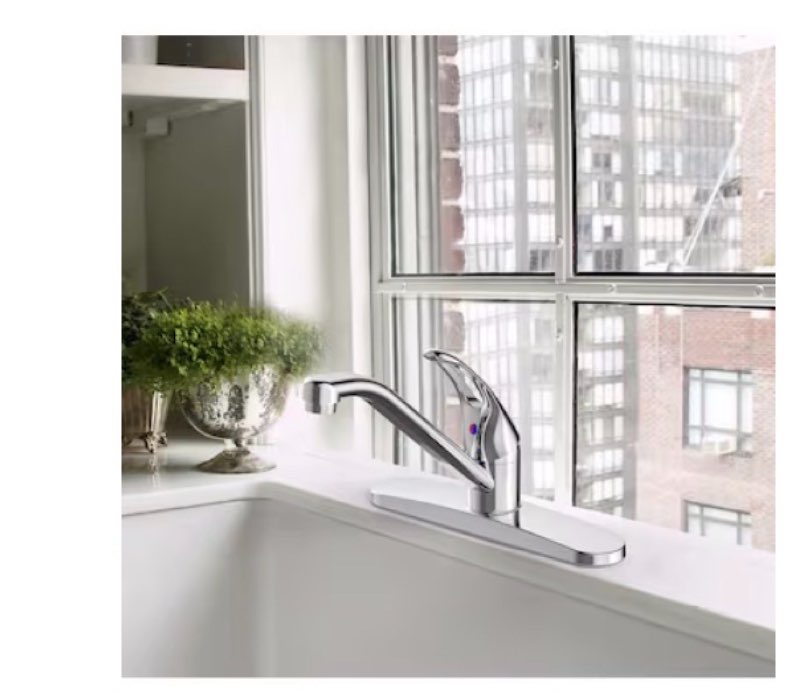 Project Source Wakebridge Polished chrome Single Handle Deck-mount Kitchen Faucet (Includes Deck Plate)