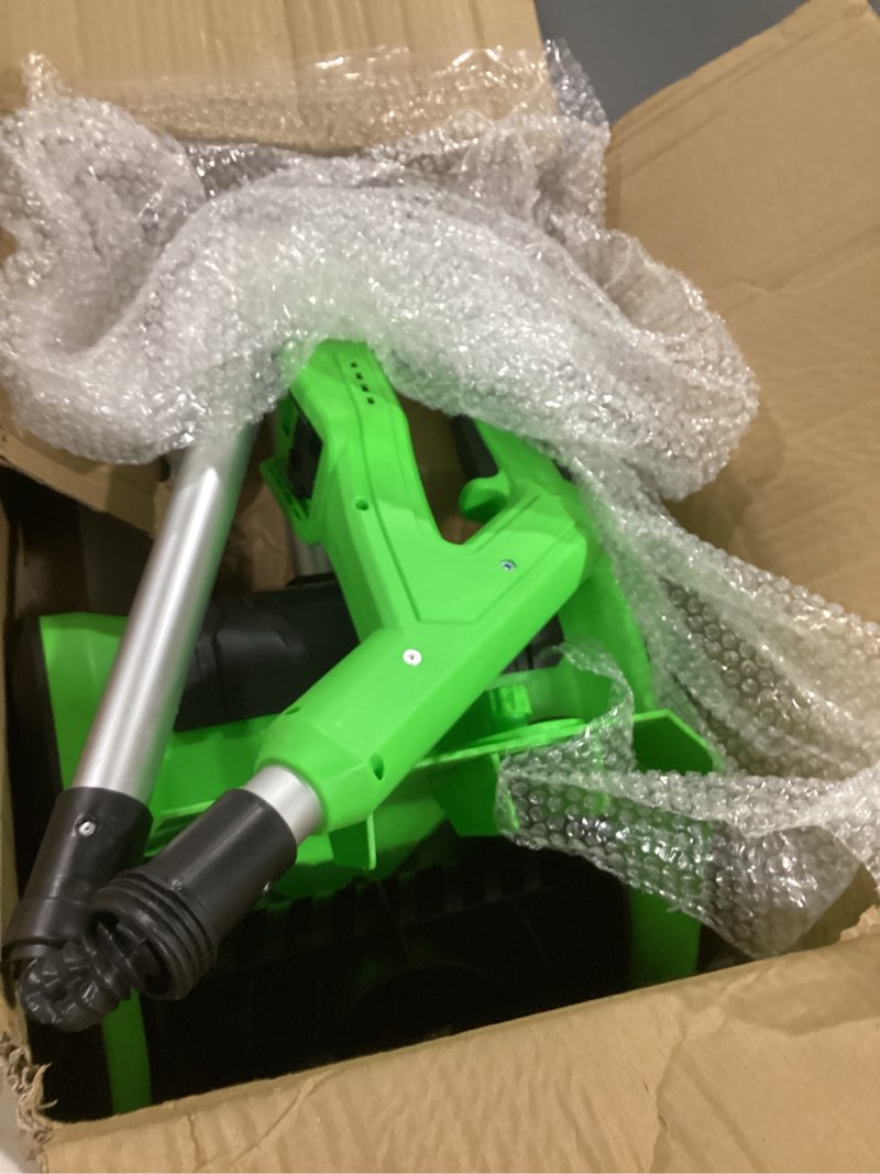Condition photo showing As Is for DEGGE Electric Cordless Snow Shovel, 2X 3.0Ah/ 21V/ 12-Inch Battery Snow Blower with Directional Plate & Adjustable Front Handle, Snow Removal for Driveway Sidewalk, Steps, Patio (Charger Included)