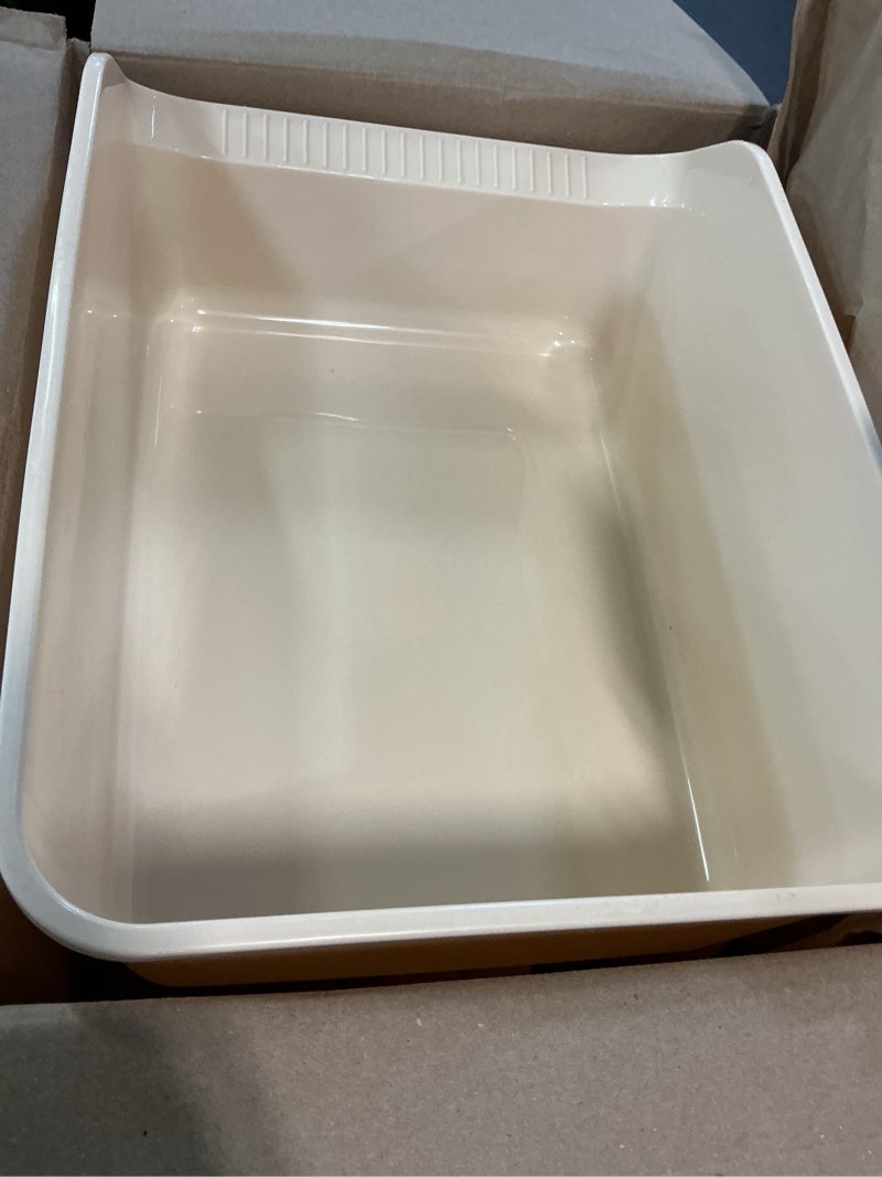 Condition photo showing Good Condition for large cat litter box with high sides,cat boxes for indoor cats,cat litter pan for kitty,litter box with low entry,anti-splashing,easy to clean (cream white)