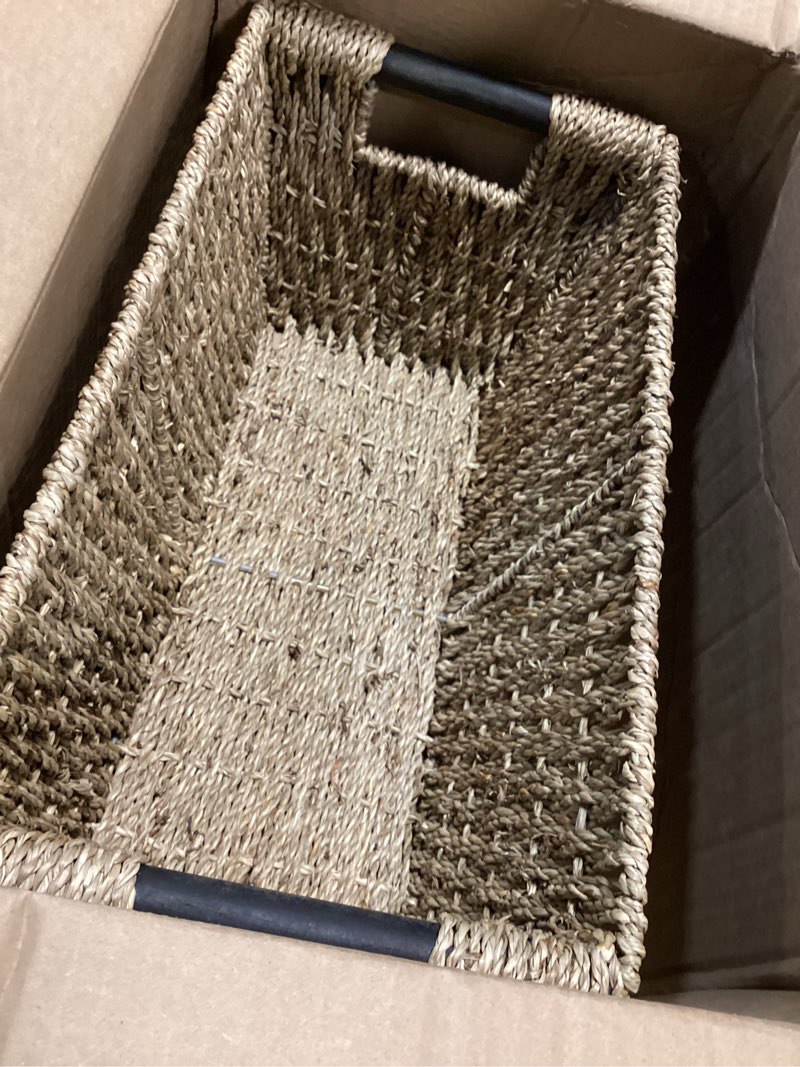 Condition photo showing Good Condition for honey-can-do seagrass basket w/handles - med sto-02965 natural medium - 17 x 8