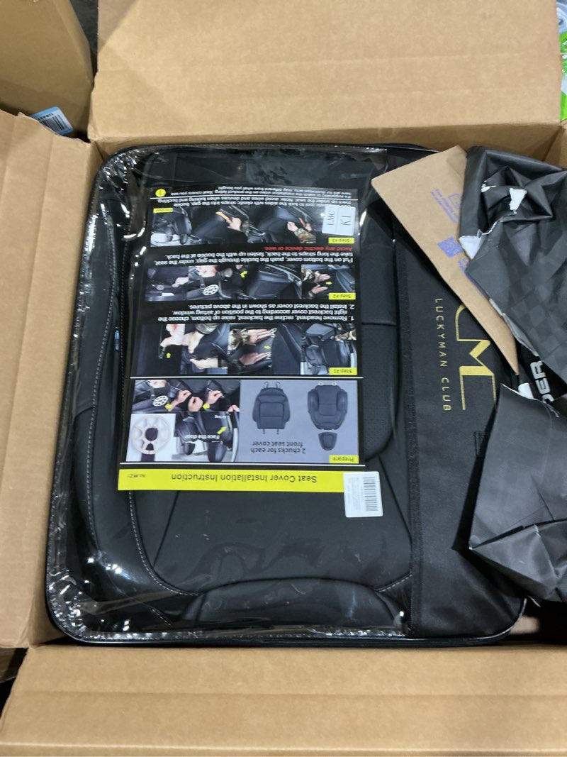 Condition photo showing Good Condition for LUCKYMAN CLUB Chevy Colorado Seat Covers, fit for 2015-2022 Colorado Crew Cab Z71 LT ZR2 Work Truck with Faux Leather (Black) (2015-2022) Full Set Black