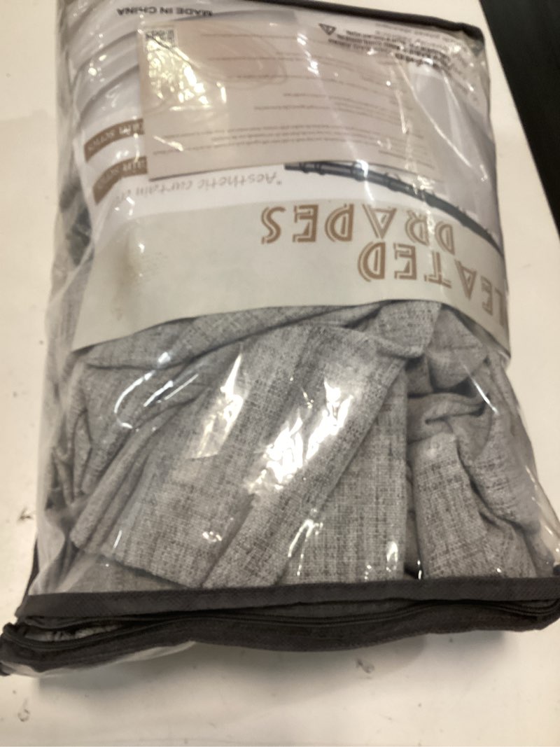 Condition photo showing Good Condition for light grey pinch pleated semi sheer curtains 92 inches long 2 panels set for kids room, memory trained natural linen privacy rustic curtain with ceiling track for sunroom 90-92 inch windows drapes light grey 40"w x 92"l( pack of 2)