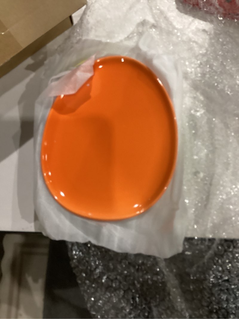 Jinei 5 Pcs Easter Pastel Ceramic Dessert Plates 7.8inch Easter Egg Shaped Ceramic Serving Candy Dis