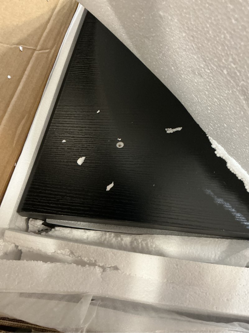 Condition photo showing New/Like New for Large Printer Stand with Power Outlet, with Height Adjustable Storage Shelf, 3 Tier Rolling Printer Cart with Industrial Wheels, 23.6 x 23.6 Inches Printer Table for Home Office,Black