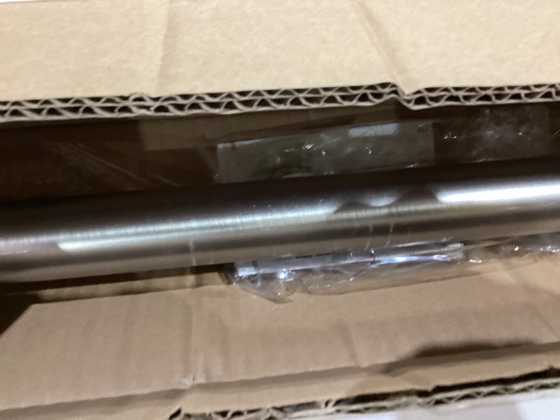 Condition photo showing As Is for Heavy Duty Curtain Rods,1 1/4" Large Diameter Premium Nonadjustable Curtain Rod,48in/4ft Custom Window Treatment Rods with Durable Aluminum Brackets and End Caps,Brushed Nickel Finish Brushed Nickel 48in/4ft