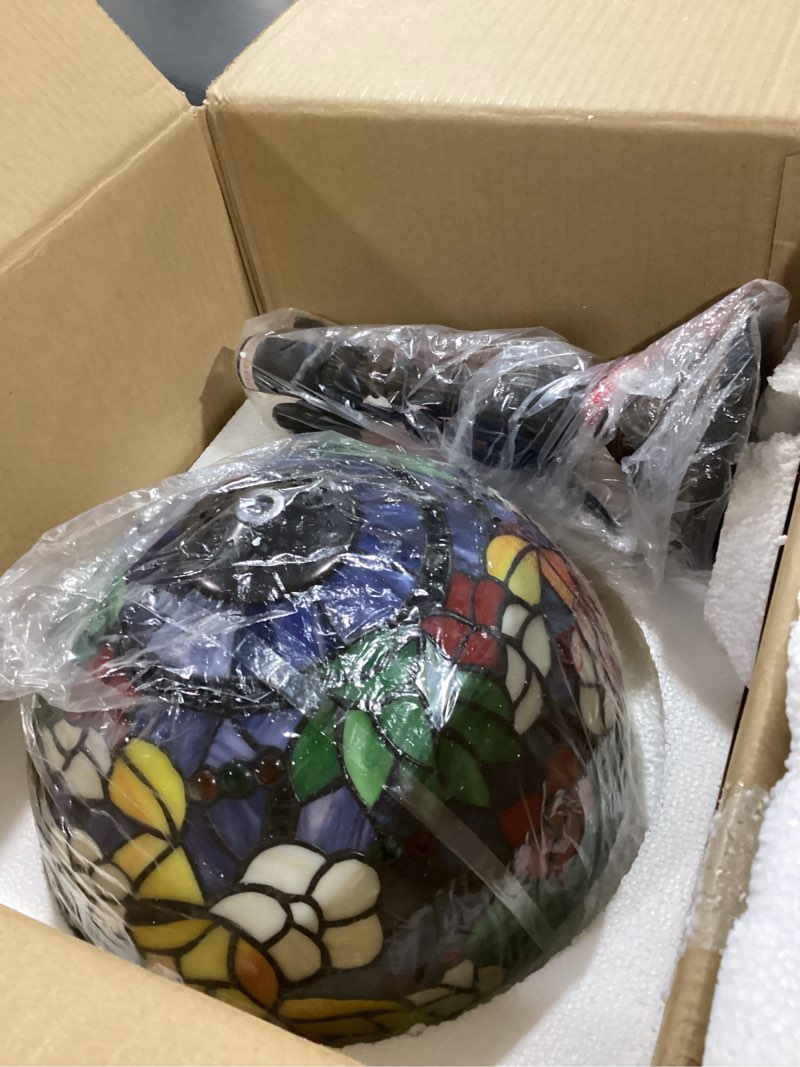 Condition photo showing Good Condition for Tiffany Table Lamp for Living Room,Camellia Flower Stained Glass Lamp Shades for Bedside Nightstand Table LampsW/LED Bulb,12X12X19 Inch Tall Home Office Reading Dining Room Desk Lamps Camellia Flower12X12X19INCH