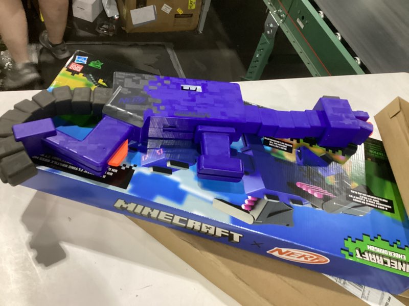 Condition photo showing Good Condition for nerf minecraft ender dragon blaster, 4-dart internal clip, 12 nerf elite foam darts, design inspired by mob in the game