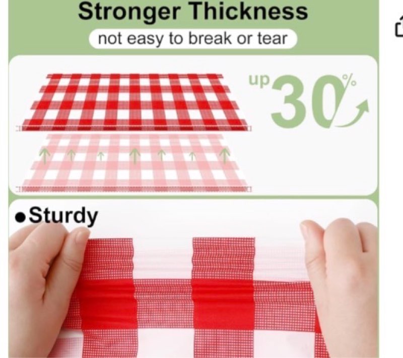 misaya 1 Packs Buffalo Disposable Table Cloth, 54 x 108 Inch Waterproof Plastic Tablecloth, Rectangle Red and White Checkered Table Covers for Picnic, Birthday, Party, Back to School