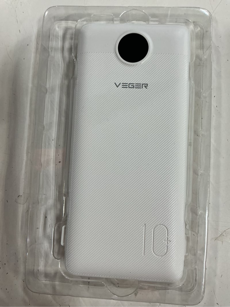 Condition photo showing Good Condition for veger portable charger with built-in ac plug and cables, all in one 10000mah ultra slim power bank travel essentials, fast charging battery pack compatible with iphone, samsung, android, white b white