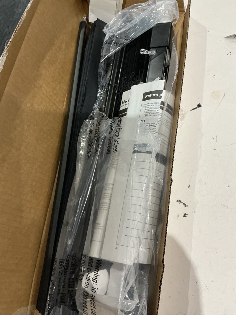 Condition photo showing As Is for lazblinds no tools no drill cordless 1" vinyl mini blinds, 100% blackout blinds for indoor windows, room darkening privacy window blinds and shades for interior, 20" w x 64" h, black black 20" w x 64" h