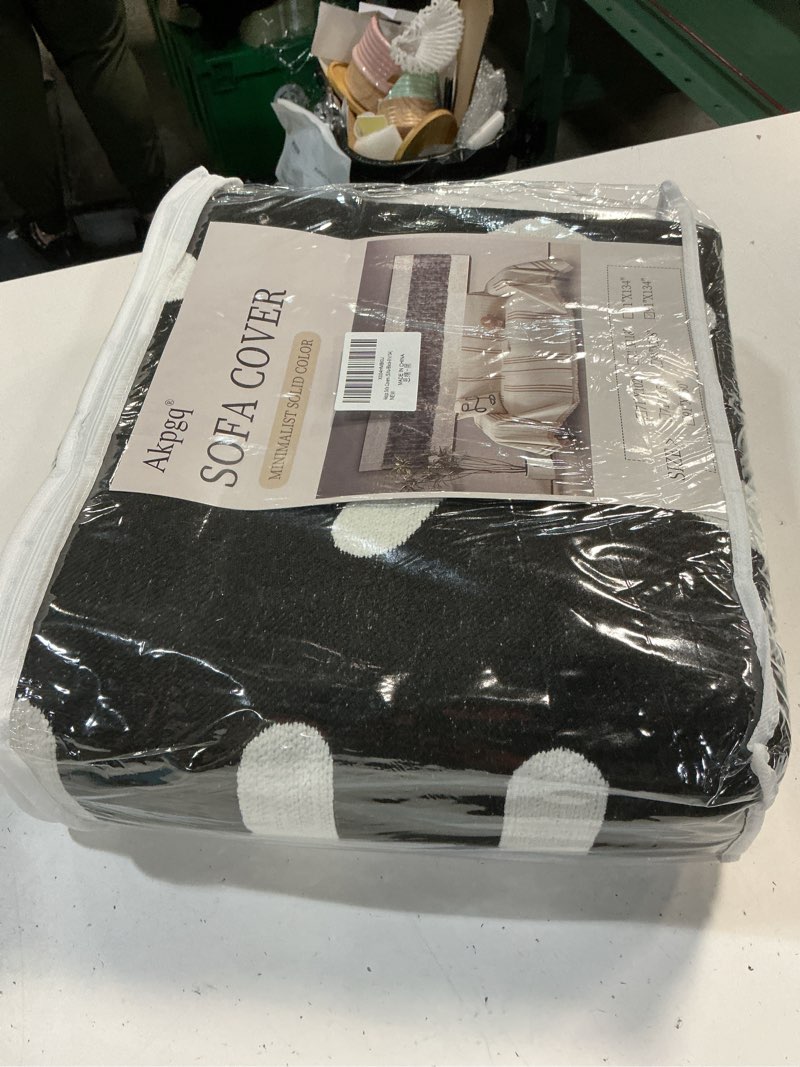 Condition photo showing New/Like New for boho non slip covers sofa covers for 3 cushion chenille dog pet couch protector washable anti-slip sectional couch cover tassels l shaped sofa cover (sixu-black, 91"*134") sixu-black 91"*134"