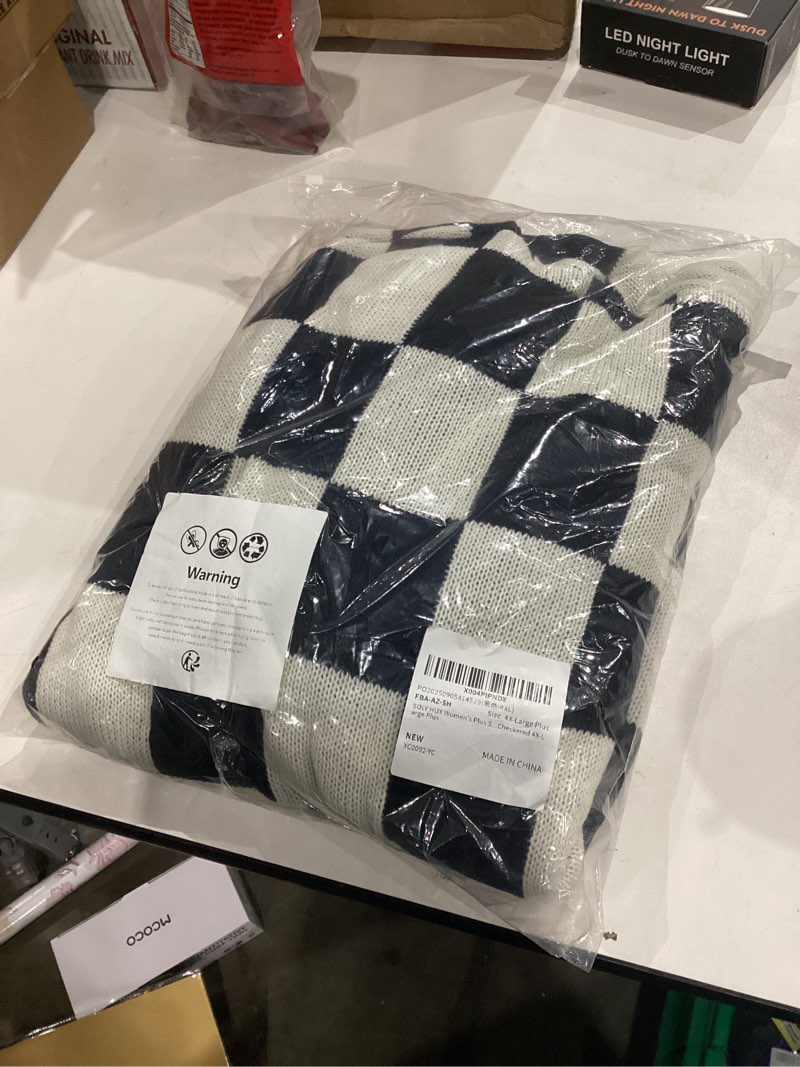 Condition photo showing New/Like New for 4XL SOLY HUX Women's Plus Size Plaid Cardigan Sweaters Checkered Long Sleeve Open Front Knit Cardigans 4XL