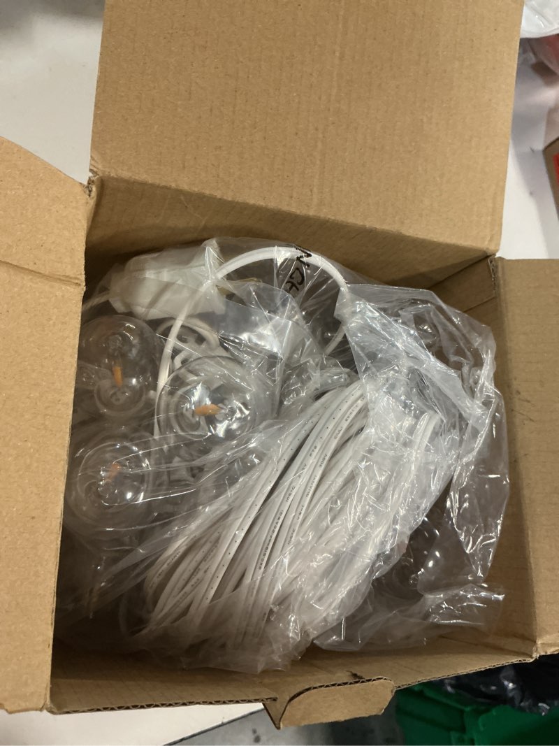Condition photo showing New/Like New for brightown outdoor string lights, 50ft 25 g40 bulbs shatterproof patio lights, ip65 waterproof dimmable hanging connectable globe led outdoor lights for backyard, bistro, porch, deck, balcony, white white 50ft - 25 bulbs (pack of 1)