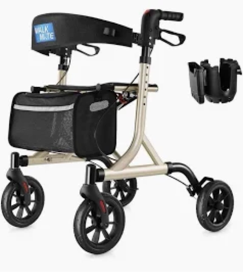 walk mate rollator walker for seniors with cup holder, upgraded thumb press button for height adjust