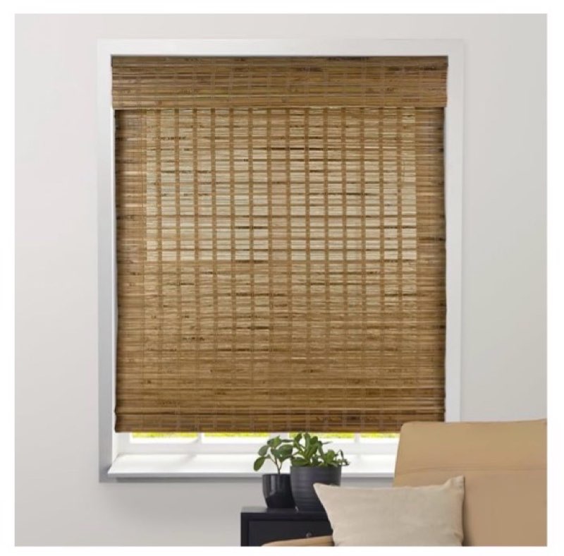 (Similar to stock photo) ARLO BLINDS Sheer Bamboo Roman Shades with Valance - Dali Native, 20\" W x 60\" H - Light Filtering Cordless Blinds for Interior Windows - Real Natural Bamboo Material - Mounting Hardware Included