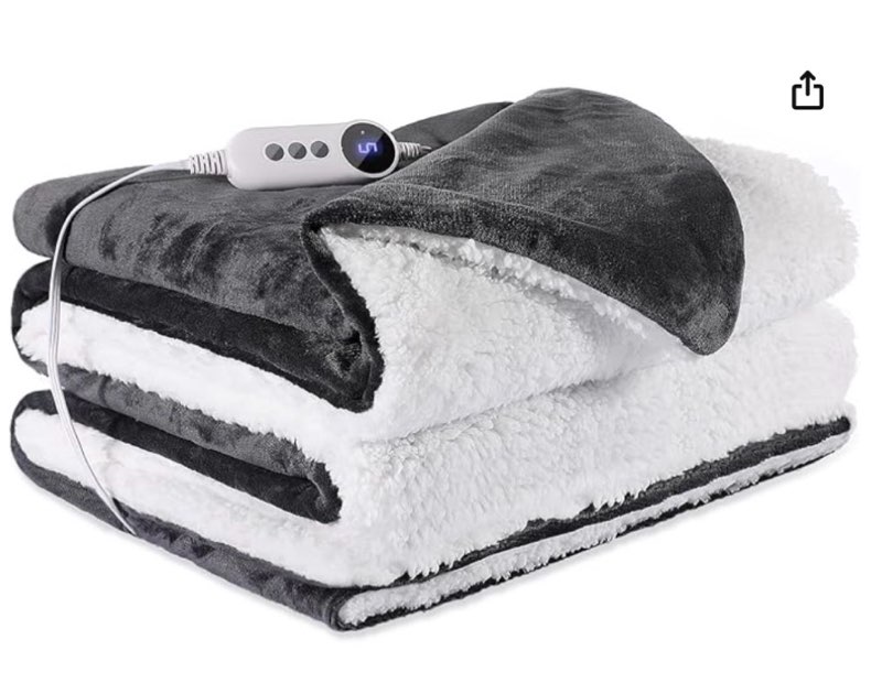 heated blanket 72"x84" full size, dual-sided with soft flannel & sherpa fabric, electric blanket with 9 heating levels & 2-10 hours auto off, machine washable, dark gray