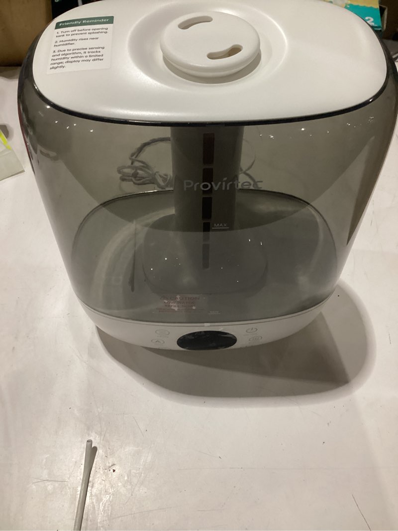 Condition photo showing Good Condition for **untested** provirtec 6l self-cleaning humidifier for large room, cleancare warm & cool mist, no-leak design & top fill, 60 hour runtime, quiet ultrasonic auto mode with remote control for bedroom & home