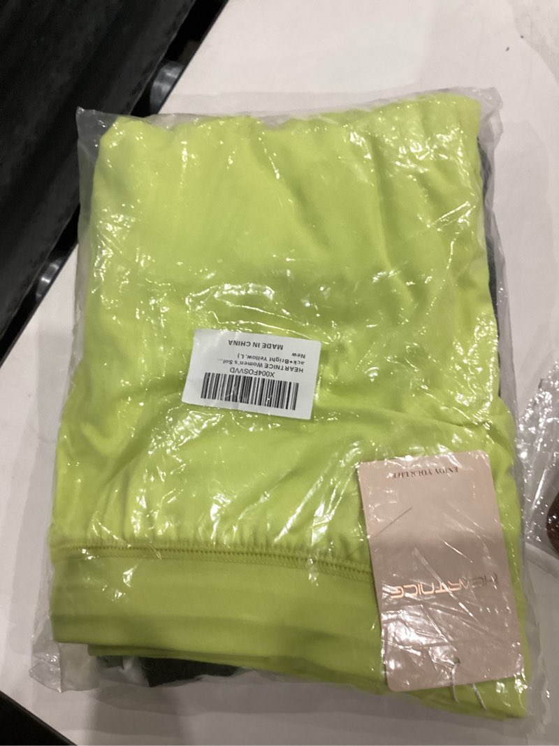 Condition photo showing New/Like New for HEARTNICE 2 Pack Womens Lounge Pajama Shorts, Soft Casual Sleep Shorts for Yoga Gym Running Black+bright Yellow Large