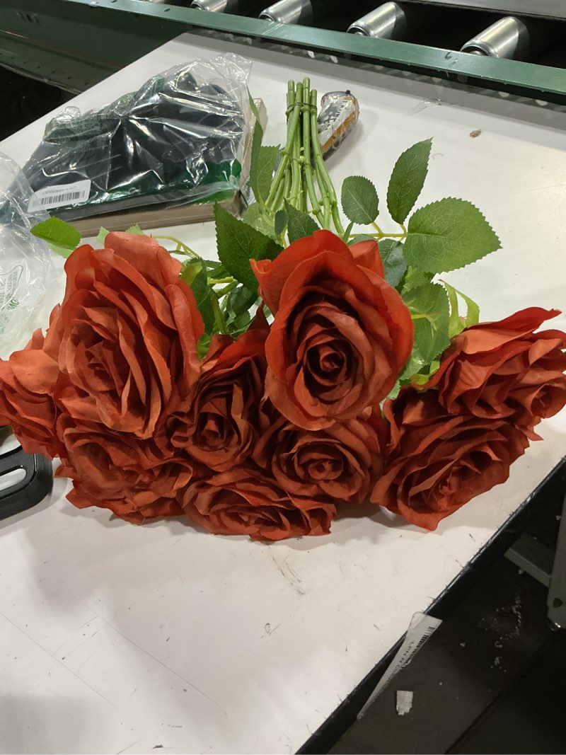 Condition photo showing Good Condition for 10pcs Fake Rose Artificial Silk Flowers Faux Rose Flower Long Stems Bouquet for Arrangement Wedding Centerpiece Party Home Kitchen Decor