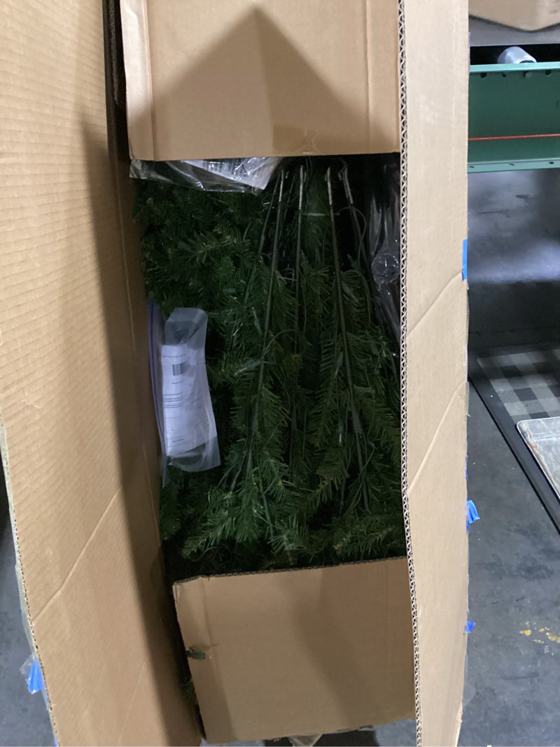 Condition photo showing As Is for National Tree Company 7 ft Pre-Lit Dunhill Fir Full Artificial Christmas Tree, 700 Clear Lights, 2,144 Tips, Includes Stand, Green