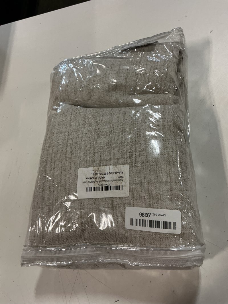 Condition photo showing New/Like New for airwill blackout curtains,thermal insulated linen drapes for bedroom & living room, set of 2 panels, back tab/rod pocket, 72 inch long (52x72 inch, light beige)