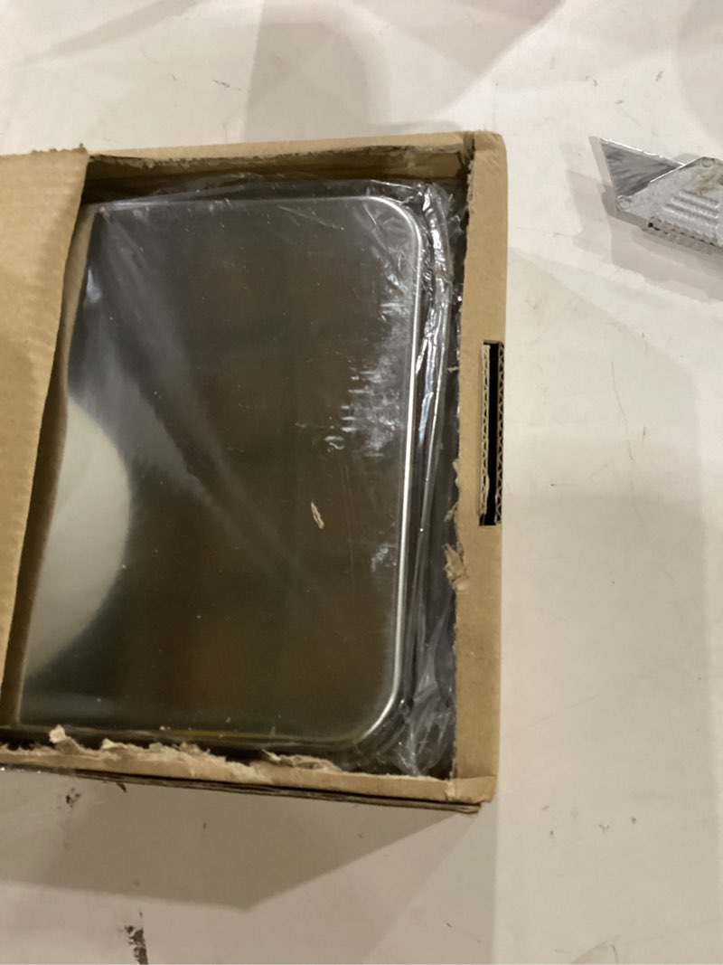 Condition photo showing New/Like New for mimorou 12 pcs baking sheet stainless steel cookie small metal sheet pans professional rectangle oven trays kitchen baking cooking oven and toaster, dishwasher safe 9 x 5.8 inch
