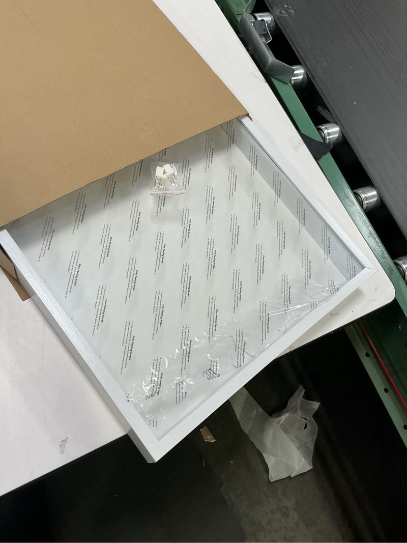 Condition photo showing As Is for 16x20 Shadow Box Picture Frame Display Case with Soft Linen Back-Thickened Panel,Large White Deep Shadow Box Frame 16x20 for Jersey Graduation Items Flower Photo Craft Memorial White + Thickened Panel + Foam Packaging 16x20