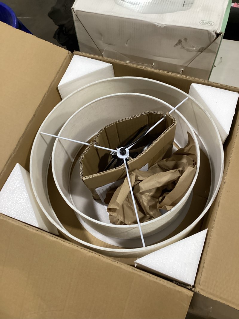 Condition photo showing New/Like New for 18" Semi Flush Mount Ceiling Light with Fabric Lampshade Modern Drum Ceiling Lamp Black Ceiling Light Fixture for Dining Room Kitchen Bedroom Living Room Fabric-Black