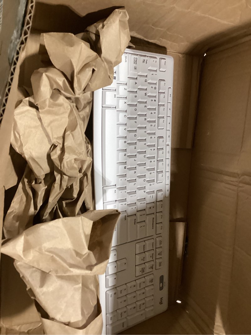 Condition photo showing As Is for Logitech MK270 Wireless Keyboard and Mouse Combo for Windows, 2.4 GHz, 8 Multimedia Keys, PC, Laptop, Wireless Keyboard Compact Mouse Combo - White Off White 1 Pack Combo
