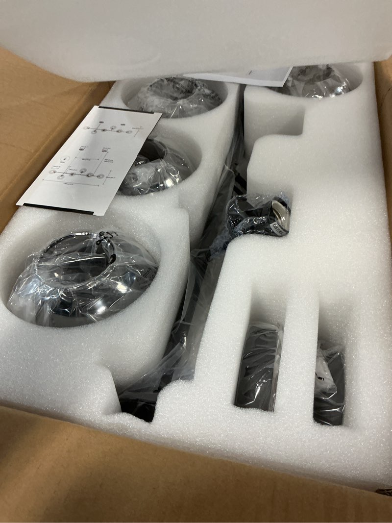 Condition photo showing Good Condition for kco lighting 6-light mid century modern rectangle sputnik chandelier black farmhouse linear chandelier glass globe pendant light vintage kitchen island lighting (black+smoke gray) black+smoke grey
