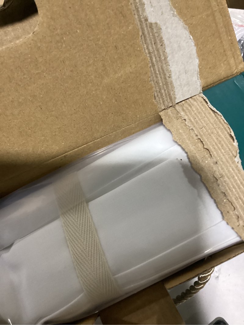 Condition photo showing As Is for wrinkle-free sheet set - 100% cotton deep pocket bedding, breathable & easy care hotel quality, 4 pieces (queen, white)