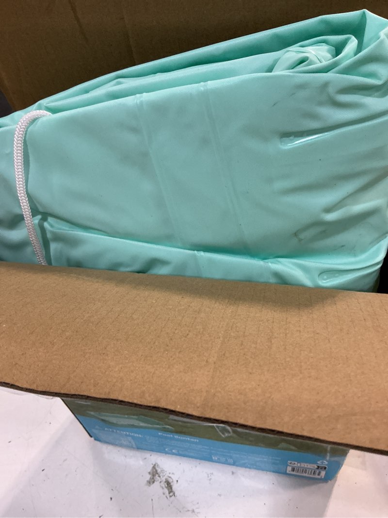 Condition photo showing As Is for sloosh inflatable tanning pool lounger float, 85" x 57" pool floats adult with pillow, 4 in 1 suntan tub raft floatie,sunbathing bed lounge for water blow up ball pit party gifts, l-aqua blue aqua blue x-large