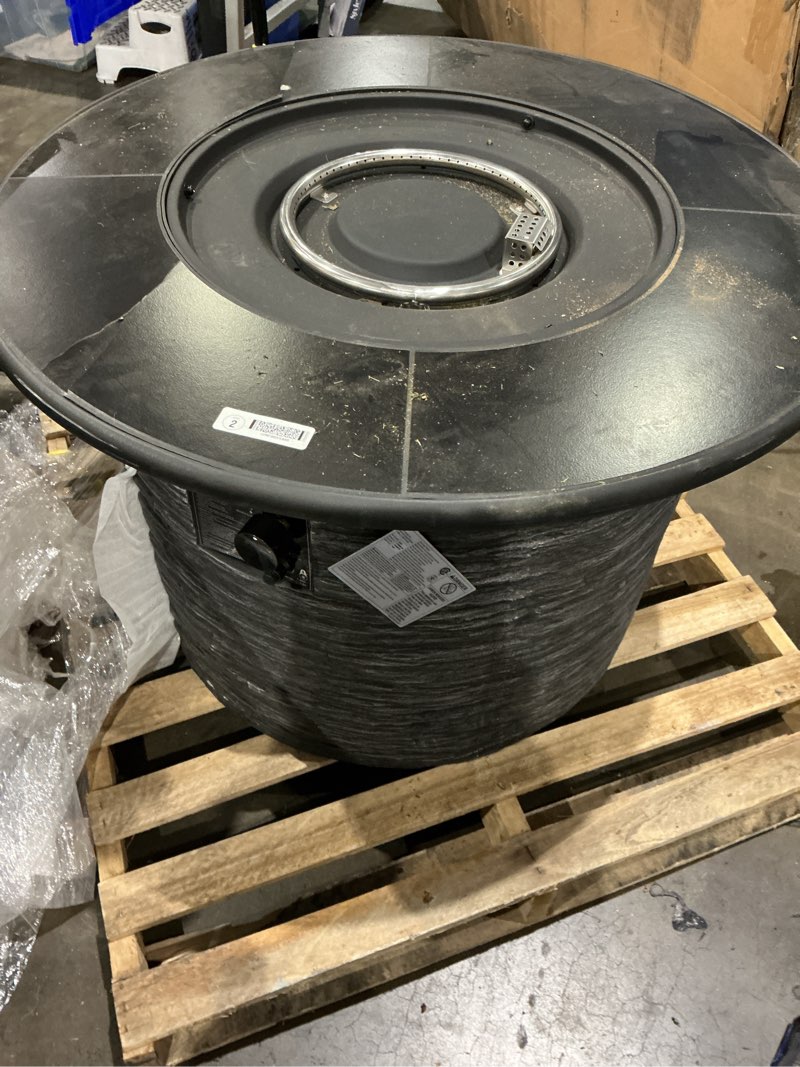 Condition photo showing As Is for black-composite-propane-gas-fire-pit/