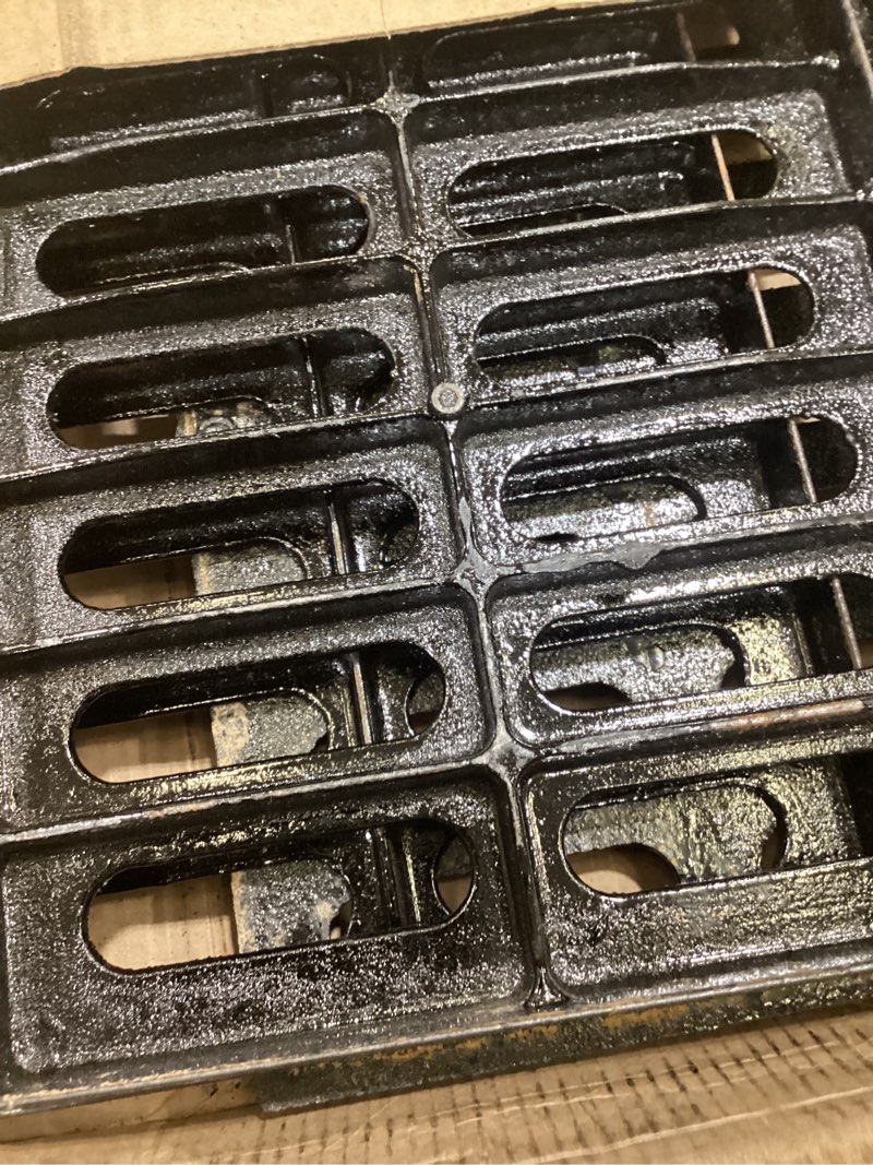 Condition photo showing As Is for Ductile Iron Driveway Channel Drain Grate-20x12 in. Metal Trench Drain Grates,3 Pack Garage Length,Heavy Duty Channel Drainage Grates for Garage,Factory,Driveway,Parking Lot,Commercial Zone 20x12 Cast Iron 3 Pack