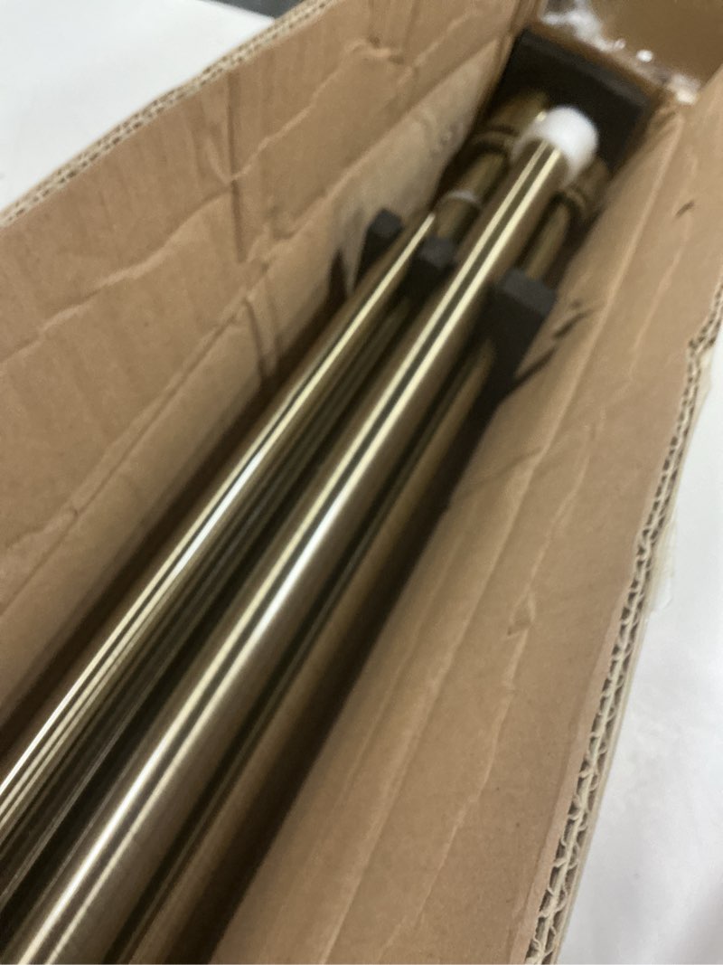 Condition photo showing As Is for Double Curtain Rod 72 to 144 Inch,1 Inch Heavy Duty Curtain Rods for Windows with Solid Aluminum Cylindrical Finials and Bracket,1’’ Front and 5/8’’ Back Telescoping Double Drapery Rod,Antique Bronze Antique Bronze 72-144"