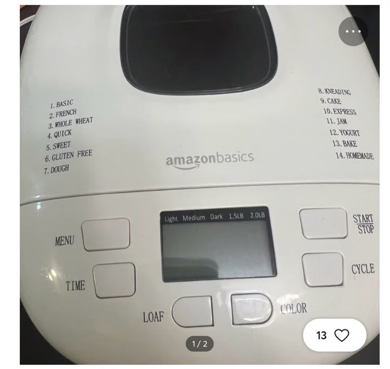 Amazon basics bread maker