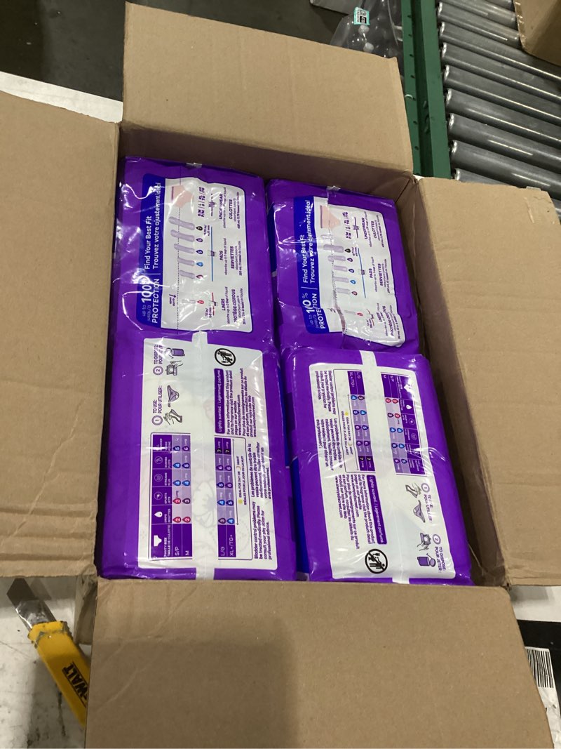 Condition photo showing As Is for always discreet adult incontinence pads for women, drier, 6 drop long length, extra heavy absorbency, pads for bladder control management, bladder leaks, & postpartum pads, 112ct long 112