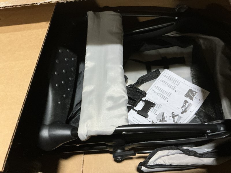 Condition photo showing As Is for Kolcraft Cloud Plus Lightweight Umbrella Stroller for Toddlers with Reclining Seat, Large Storage Basket, Canopy, Infant & Parent Trays, Compact Fold for Summer Travel, Durable Frame, Slate Gray Slate Gray (Wheel Color May Vary)