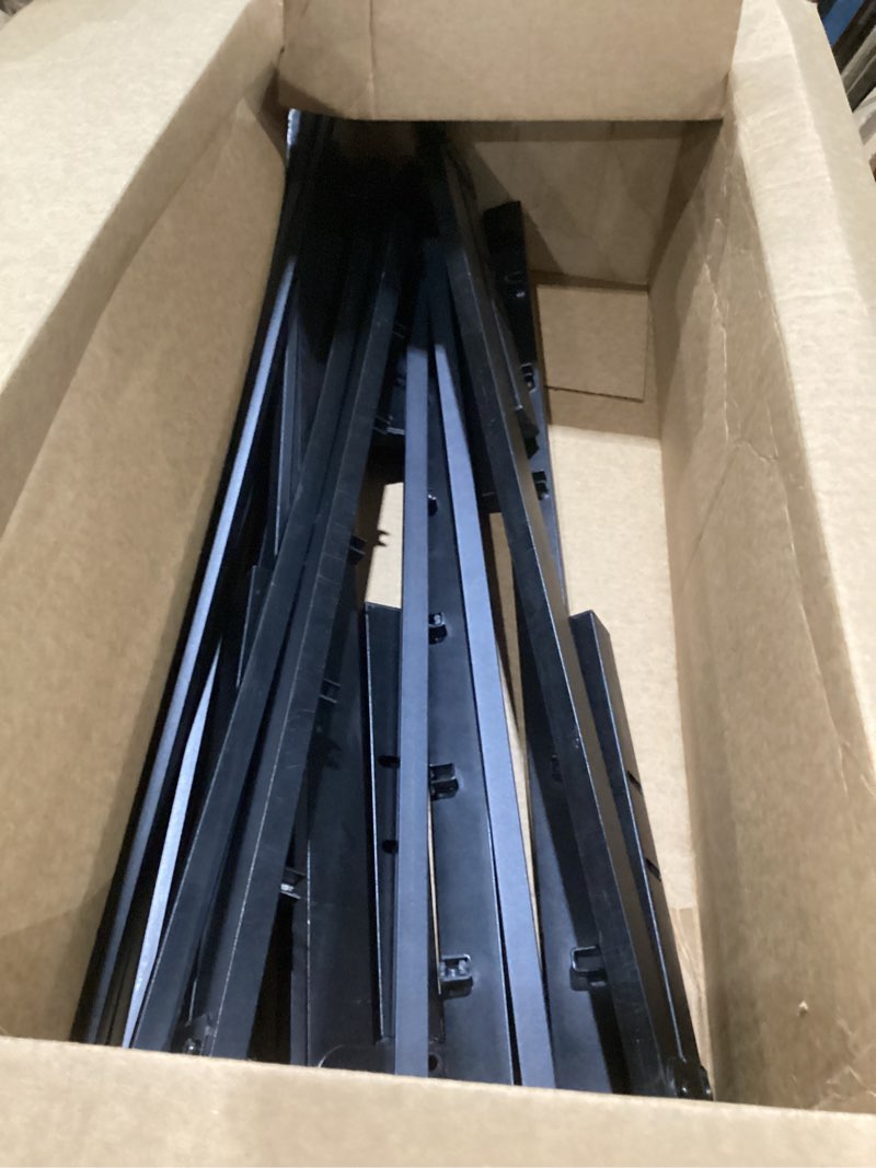 Condition photo showing As Is for new jeto metal bed frame,queen size bed frame with storage space,heavy duty sturdy mattress foundation,easy assembly,no box spring needed, black,14 inch,queen, actual size unknown, incomplete