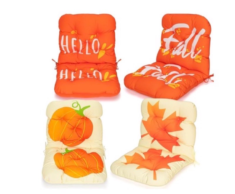 chunful 4 sets thanksgiving large fall chair cushions outdoor, rocking chairs cushion, fall maple leaf high back chair cushions, thanksgiving waterproof seat pads for rocker patio indoor(47" x 19")