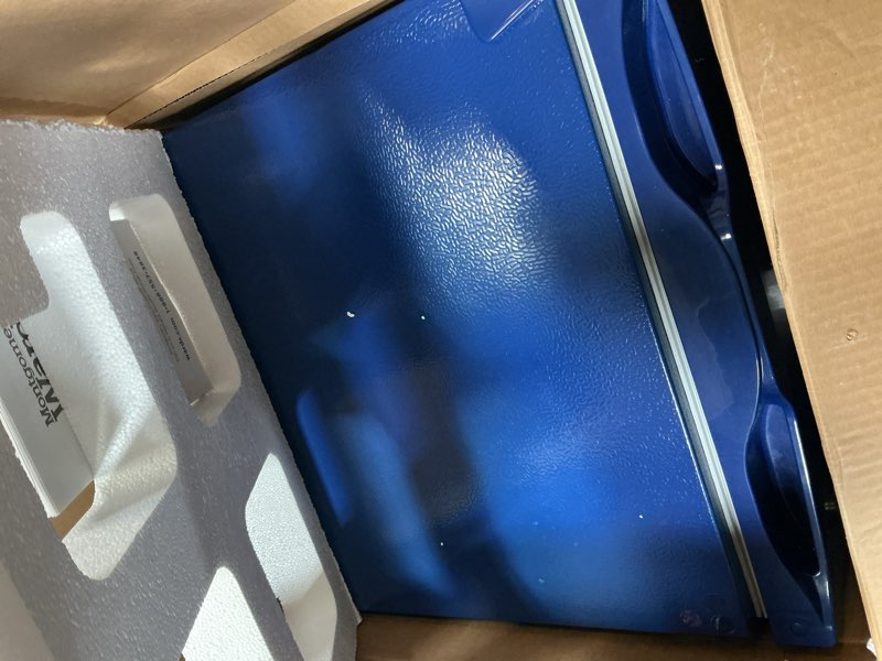 Condition photo showing As Is for Montgomery Ward 3.2 cu. ft. Contemporary Fridge/Freezer, Gray or Blue