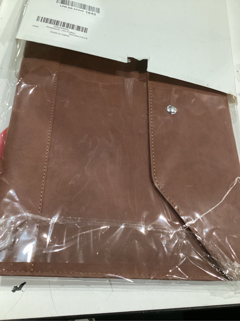 Condition photo showing As Is for wonderpool a4 thickened pu leather envelope case portfolio folder with inner pockets pouch for document and stationery file organizer tablet pc sleeve holder multifunction bag (coffee)