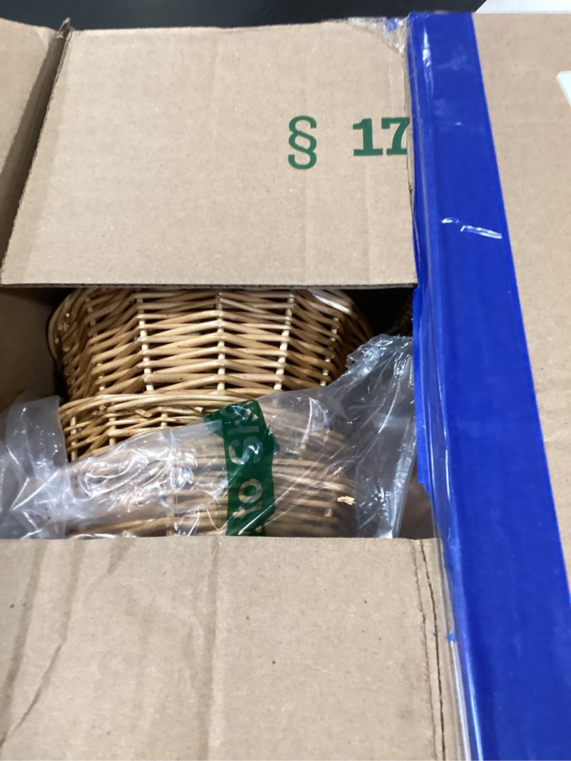 Condition photo showing As Is for barydat small wicker basket with handle flower girl baskets oval willow woven braided gift basket for weddings picnic baby shower home garden decor(6 pcs,beige,9" x 7" x 4") 6 beige 9" x 7" x 4"