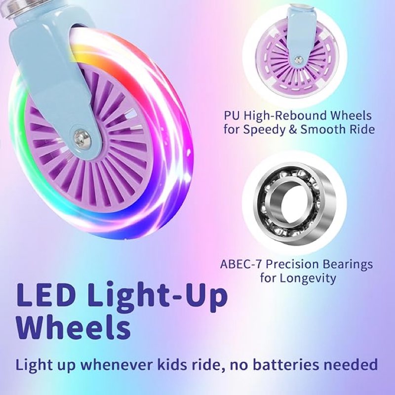beleev a2 scooters for kids 3 wheel kick scooter & v3 scooters for kids with light-up wheels & stem & deck, 2 wheel folding scooter