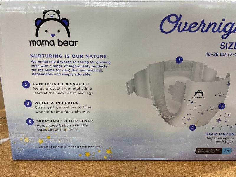 Condition photo showing New/Like New for amazon brand - mama bear overnight baby diapers with leak protection, fragrance-free, size 3, 86 count size 3 (86 count)