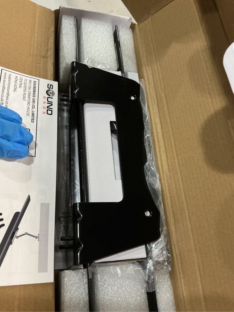 Condition photo showing As Is for sound bass beam tv mount, compatible with generation 1 & 2 sonos beam mounting bracket for tv, black, full hardware kit included, beam soundbar