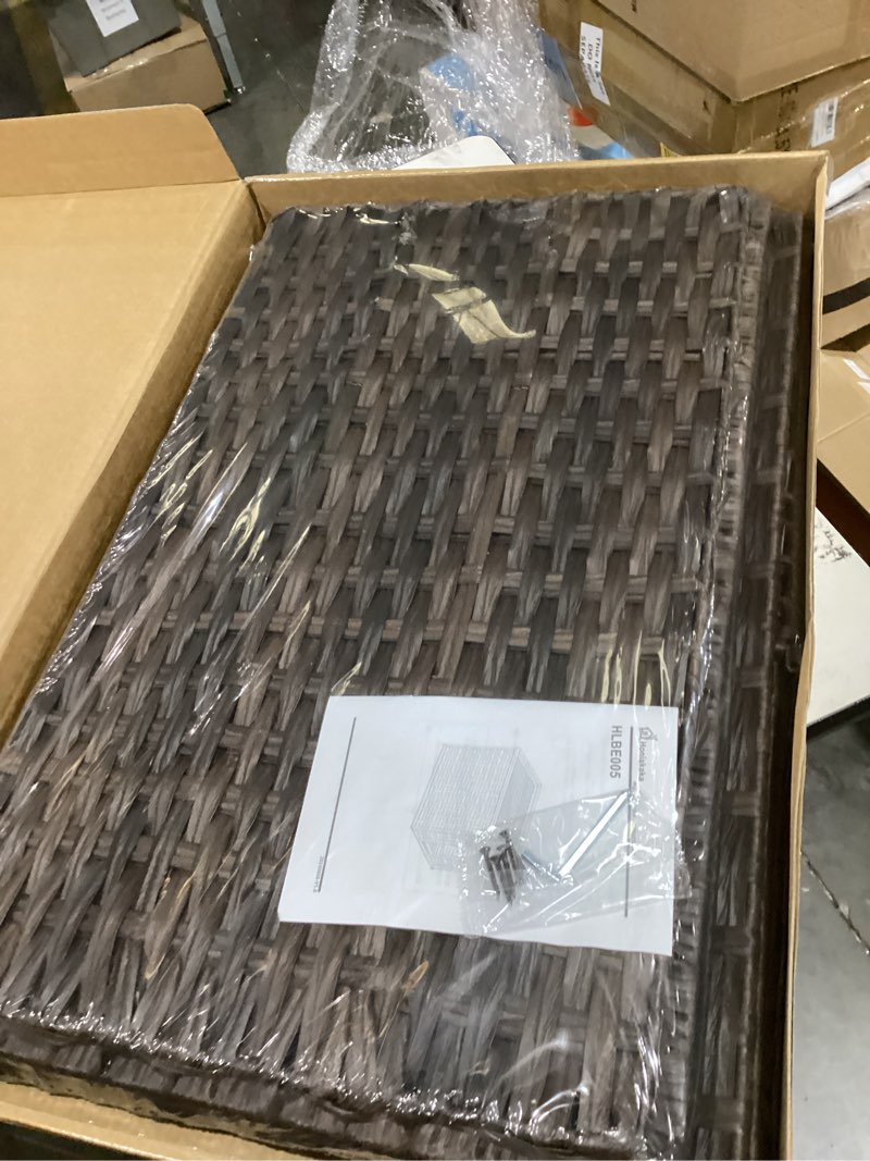Condition photo showing Good Condition for cat litter box enclosure with litter trapping mat; handwoven plastic rattan cat house; no installation hidden cat washroom; pet crate for balcony,bedroom,living room 30.3'' l x 18.2'' w x 20.5'' h brown